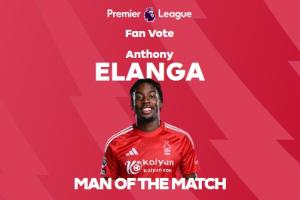 打進制勝球！英超官方：伊蘭加當選森林1-0熱刺全場最佳球員