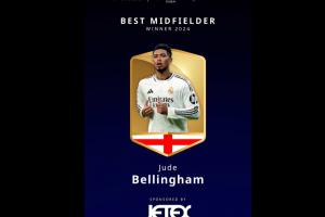 偷跑后刪除！環(huán)足獎(jiǎng)官宣貝林當(dāng)選2024最佳中場(chǎng)，力壓羅德里帕爾默