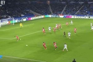 節(jié)奏真好！久保建英單挑巴列卡諾球員送助攻，奧亞薩瓦爾輕松打進(jìn)