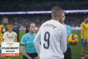 打進(jìn)2球！姆巴佩當(dāng)選皇馬4-1拉斯帕爾馬斯全場最佳球員