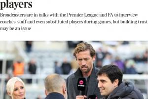 節(jié)目效果??泰晤士：英超轉(zhuǎn)播商正談判增設(shè)半場采訪、拍攝更衣室