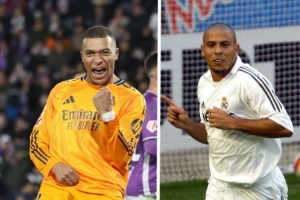 踩著傳奇的腳印??姆巴佩和大羅在皇馬都是第19場聯(lián)賽時(shí)戴帽