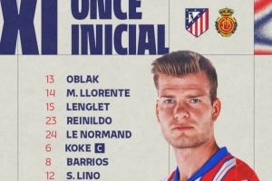 西甲-馬競(jìng)vs馬洛卡首發(fā)：阿爾瓦雷斯領(lǐng)銜出戰(zhàn)，格列茲曼替補(bǔ)