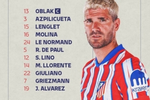 馬競客戰(zhàn)瓦倫西亞首發(fā)：格列茲曼領(lǐng)銜，小蜘蛛、小西蒙尼在列