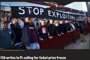 球迷組織FSA：已致信英超，呼吁在2025/26賽季前凍結(jié)聯(lián)賽票價
