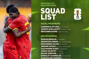 加納世預(yù)賽名單：托馬斯領(lǐng)銜，庫杜斯、喬丹-阿尤在列