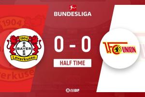 半場-勒沃庫森暫0-0柏林聯(lián)合 柏林聯(lián)合打入一球被吹越位