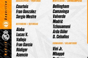皇馬客戰(zhàn)阿拉維斯大名單：姆巴佩、維尼修斯、貝林、莫德里奇領(lǐng)銜