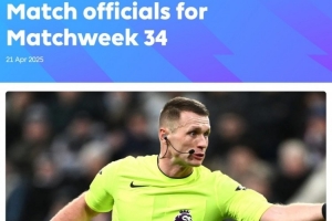 英超第34輪裁判：鮑森執(zhí)法曼城維拉 布拉默爾執(zhí)法利物浦熱刺