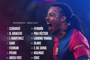 巴薩對(duì)陣國(guó)米大名單：亞馬爾、拉菲尼亞在列，萊萬(wàn)、巴爾德缺席