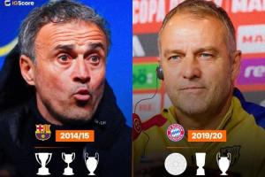 恩里克和弗里克都有望成為第2個(gè)兩次獲國(guó)內(nèi)&歐冠賽事三冠王的教練