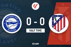 半場-阿爾瓦雷斯紅牌經(jīng)VAR檢查取消 馬競0射門暫0-0阿拉維斯