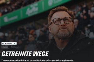 聯(lián)賽8輪不勝，官方：沃爾夫斯堡主帥哈森許特爾下課