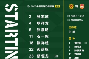 2025中乙聯(lián)賽預(yù)賽階段(第8輪)對(duì)陣泉州亞新首發(fā)