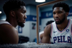 和恩比德照鏡子！美媒曬圖：米切爾八年季后賽 沒摸過東西決地板