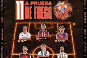 西甲第35輪官方最佳陣：姆巴佩、拉菲尼亞、索爾洛特在列