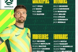 將戰(zhàn)日本和沙特，澳大利亞23人名單：馬修-瑞安領(lǐng)銜，古德溫缺席