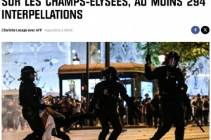 巴黎奪冠后球迷洗劫鞋店+點(diǎn)燃汽車，警方目前已至少逮捕294人