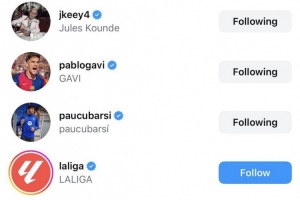 迫不及待！拉什福德ins關(guān)注萊萬、拉菲尼亞等多位巴薩球員