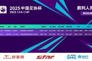 足協(xié)杯今日裁判安排：麥麥提江、唐順齊分別出任兩場比賽VAR