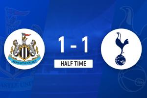 半場-熱刺1-1紐卡  約翰遜推射閃擊巴恩斯抽射扳平特爾失大單刀