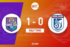 半場(chǎng)-天津津門虎1-0大連英博 基萊斯世界波劉祝潤(rùn)禁區(qū)倒地未判罰