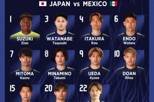 全核心主力！日本vs墨西哥首發(fā)：三笘薰領銜，久保、遠藤航出戰(zhàn)