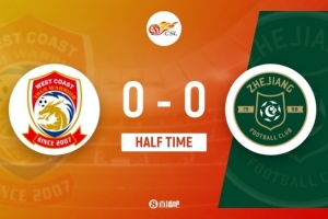 半場-青島西海岸0-0浙江隊 阿齊茲失良機米特里策傷退