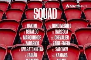 巴黎聯(lián)賽大名單：K77、李剛?cè)省⒕S蒂尼亞入選 登貝萊、杜埃傷缺