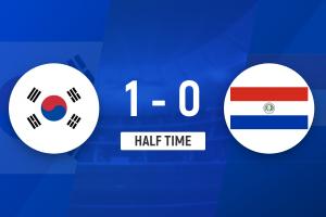 半場-嚴(yán)智星掃射破門巴拉圭球員烏龍助攻 韓國暫1-0巴拉圭