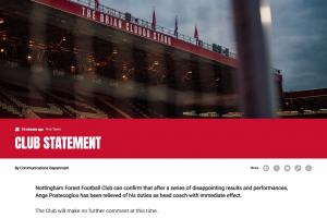 簡短！森林發(fā)布澳波下課公告僅39個單詞，無感謝+祝好