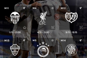 皇馬官方曬11月賽程：主場(chǎng)戰(zhàn)瓦倫西亞后將迎5連客，含客戰(zhàn)利物浦