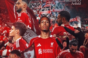 利物浦發(fā)布對陣維拉海報：范戴克、薩拉赫、埃基蒂克、索博出鏡