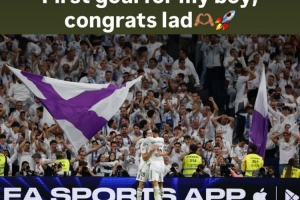 貝林厄姆社媒曬與卡雷拉斯合照：祝賀兄弟取得皇馬生涯首球！