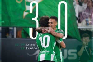 2射1傳主宰球場！安東尼當選貝蒂斯vs馬洛卡全場最佳球員