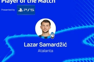 89分鐘絕殺，歐冠官方：薩馬爾季奇當(dāng)選亞特蘭大1-0馬賽最佳球員