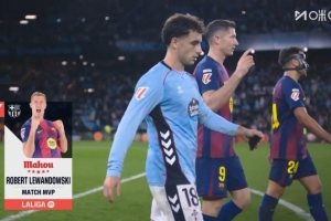 上演帽子戲法！西甲官方：萊萬(wàn)當(dāng)選塞爾塔vs巴薩的全場(chǎng)最佳