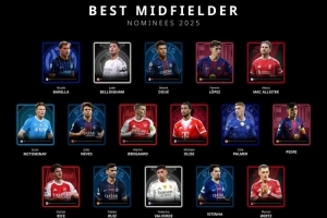 環(huán)足獎2025年最佳中場候選：維爾茨、若昂·內(nèi)維斯、佩德里在列