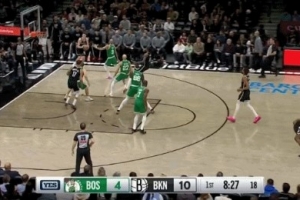 捍衛(wèi)主場！8號秀杰明追身三分再進(jìn) 籃網(wǎng)開局4記三分13-4！