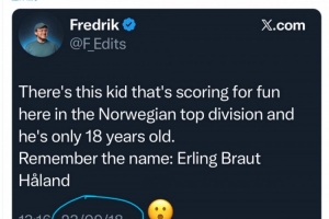 2018年記者報(bào)道挪威天才少年，哈蘭德社媒調(diào)侃：我記得這個(gè)名字