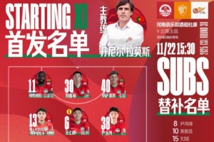 2025中超聯(lián)賽第30輪：河南俱樂部VS云南玉昆，首發(fā)及替補隊員名單