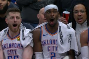 ??這氛圍！杰林垃圾時(shí)間救球摔老狠：SGA嚇歪嘴 哈滕捂臉