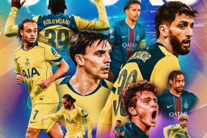 熱刺發(fā)布客戰(zhàn)巴黎海報：西蒙斯、穆阿尼 VS 馬爾基尼奧斯、內(nèi)維斯