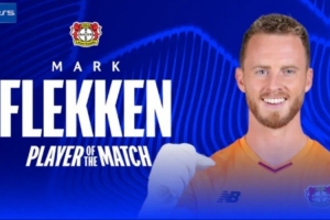 9次撲救全場(chǎng)最多！弗萊肯當(dāng)選勒沃庫(kù)森2-0曼城一役全場(chǎng)最佳球員