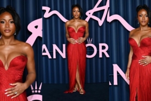 性感紅裙，驚艷全場！薩卡未婚妻華麗造型出席時尚大獎頒獎典禮