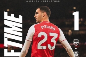 阿森納本賽季英超領先進入中場休息，保持全勝且總比分20-2