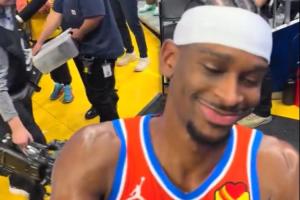 大將之風(fēng)！SGA笑對勇士球迷的面嘲 并給球迷玩具簽名