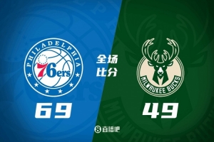 76人半場領(lǐng)先雄鹿20分 賈巴里·沃克16分 喬治11分 羅林斯12分3助