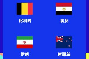 世界杯G組賽程：比利時vs埃及6月16日3點