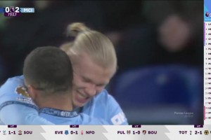 這下穩(wěn)了！麥卡蒂人球分過薩維尼奧傳中，哈蘭德頭球破四場球荒